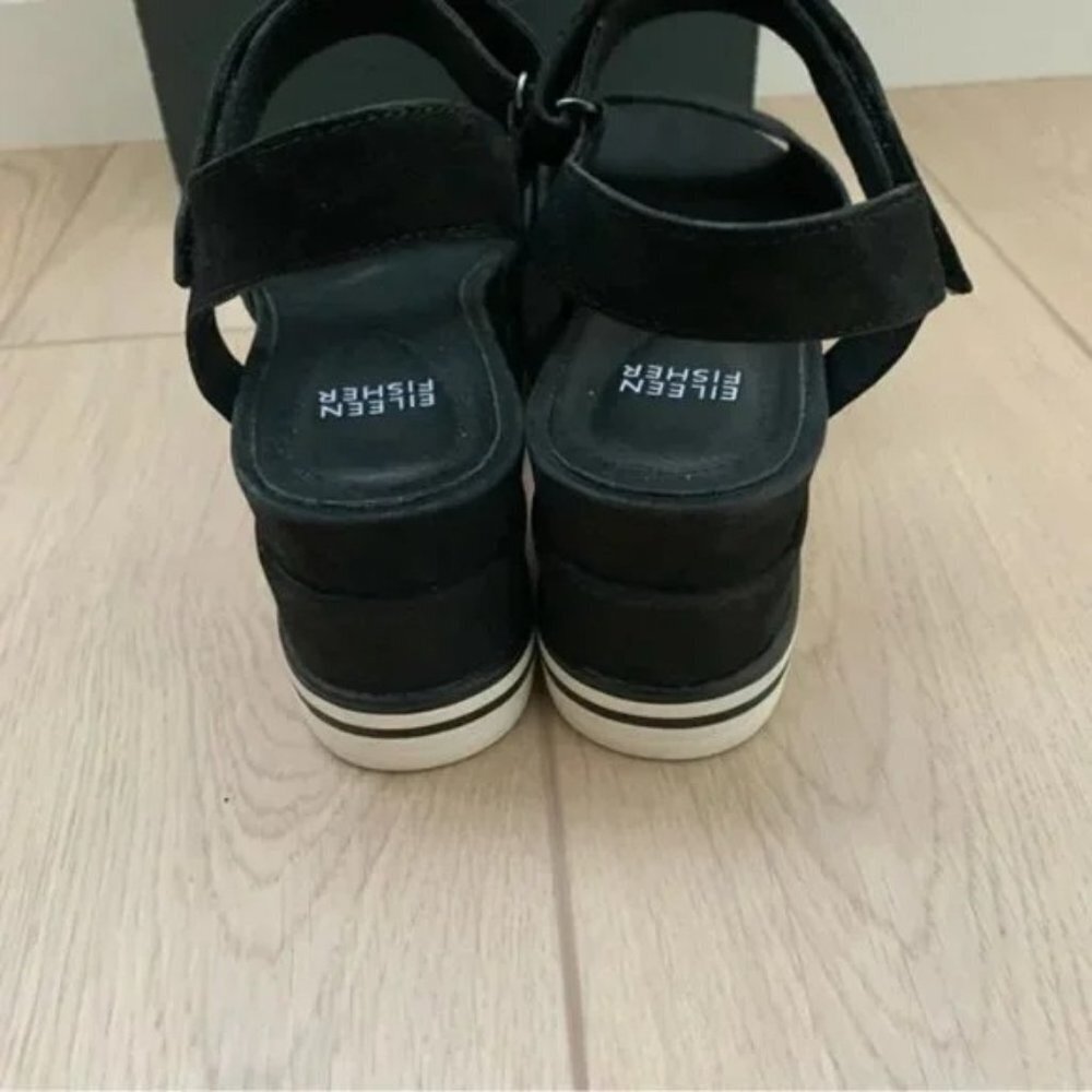 š¤ Eileen Fisher Black Beck Sporty Platform Wedge Heeled Sandals - Picture 10 of 11